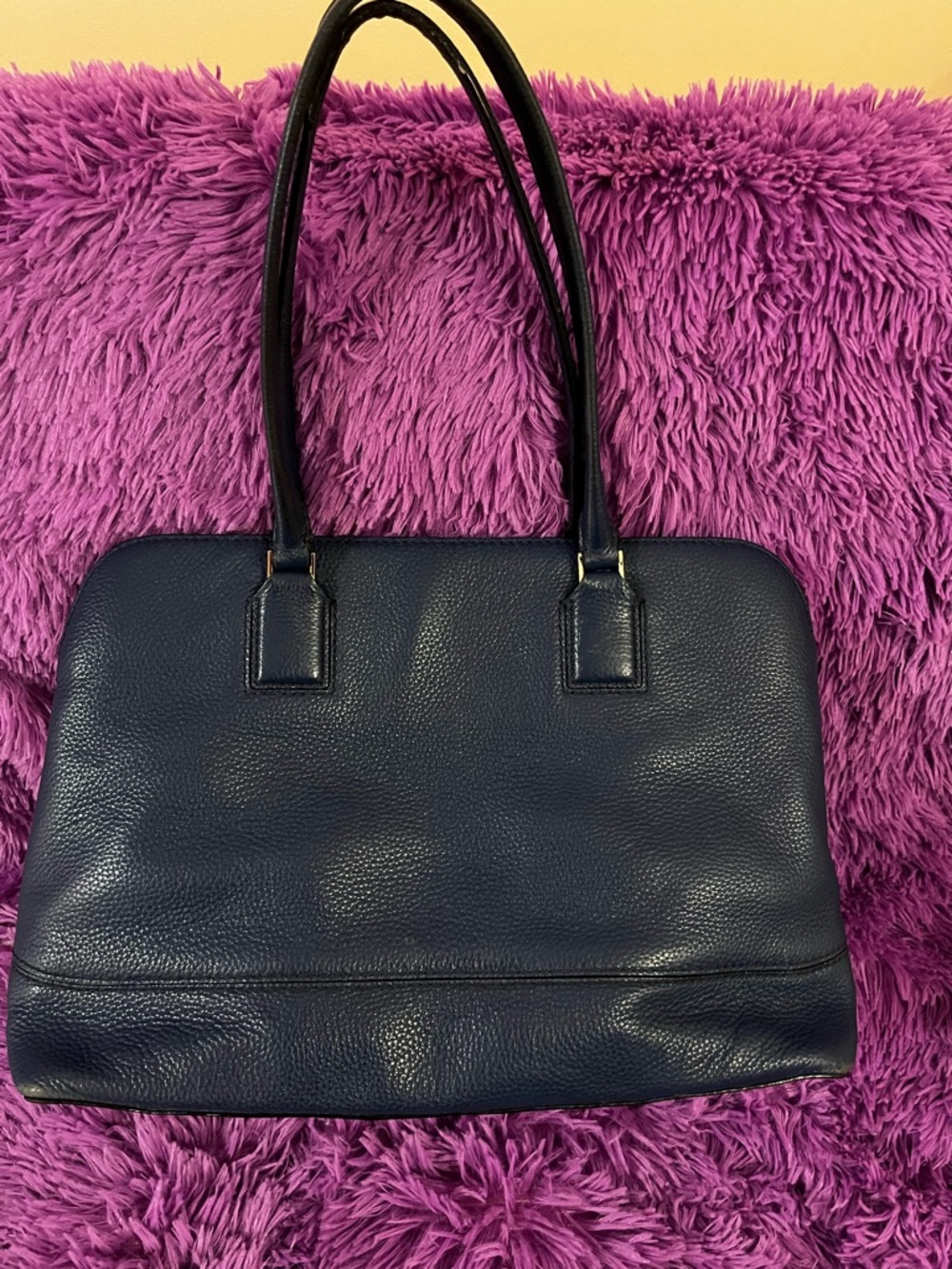 kate spade navy pebbled leather tote with gold logo - Picture 4 of 9